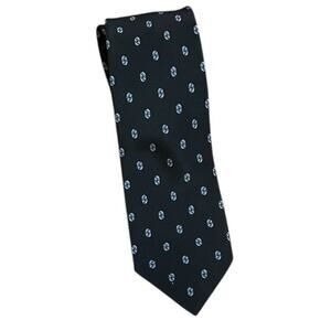 Brioni Handmade in Italy Dark Blue silk tie Geometric Patterns Vintage